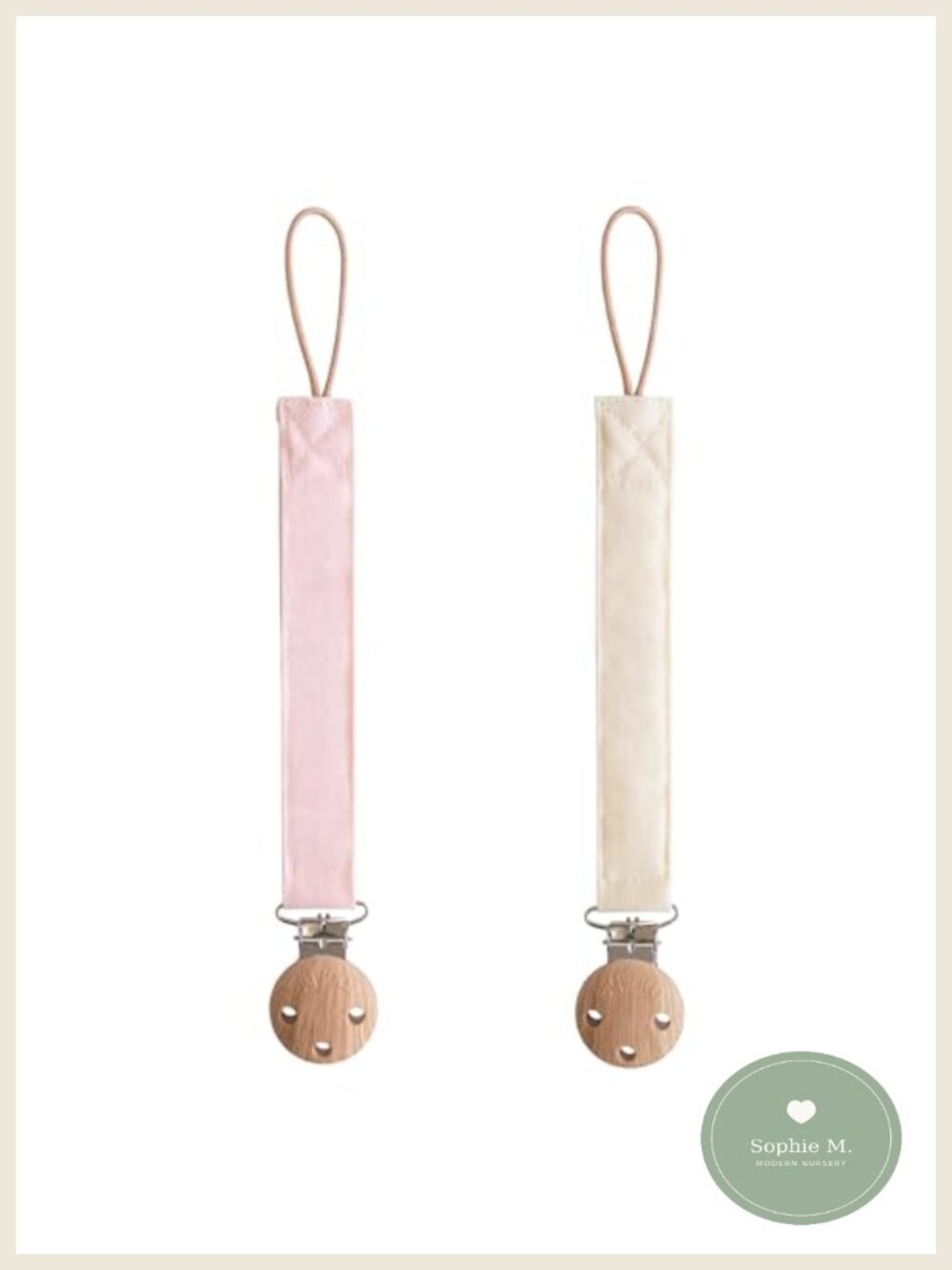 Linen Pacifier Clip Holder 2 Pack Silicone Clasp